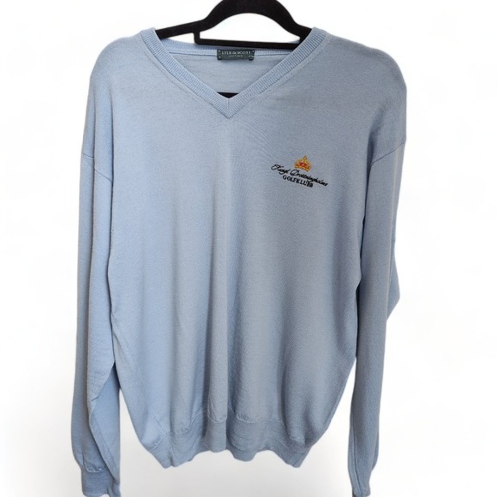 LYLE & SCOTT Jumper Men's L Wool Knit Jumper Kungl. Drottningholms GK Blue‎